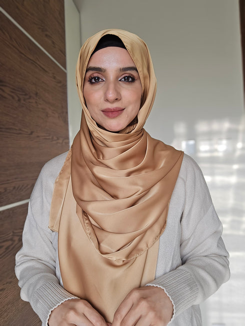 Antique Gold Festive Silk Magnetic Hijab
