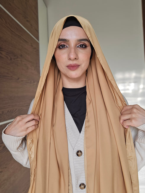 Antique Gold Festive Silk Magnetic Hijab