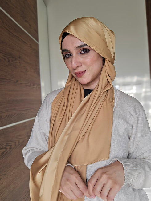 Antique Gold Festive Silk Magnetic Hijab
