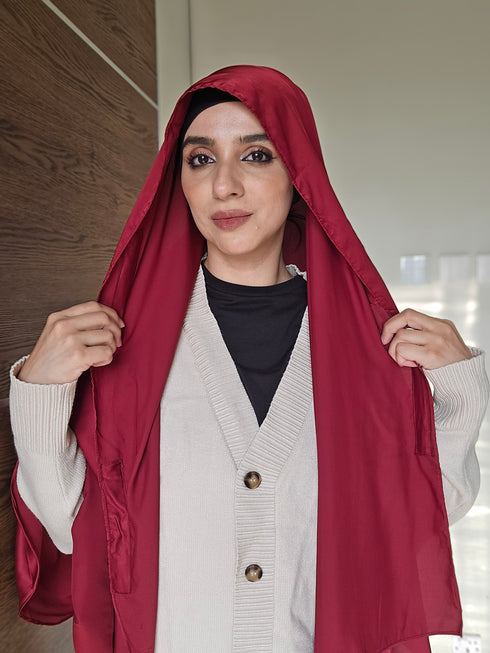 Ruby Red Festive Silk Magnetic Hijab