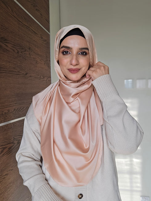 Peach Festive Silk Magnetic Hijab