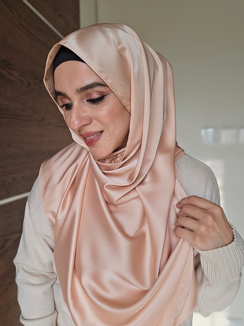 Peach Festive Silk Magnetic Hijab