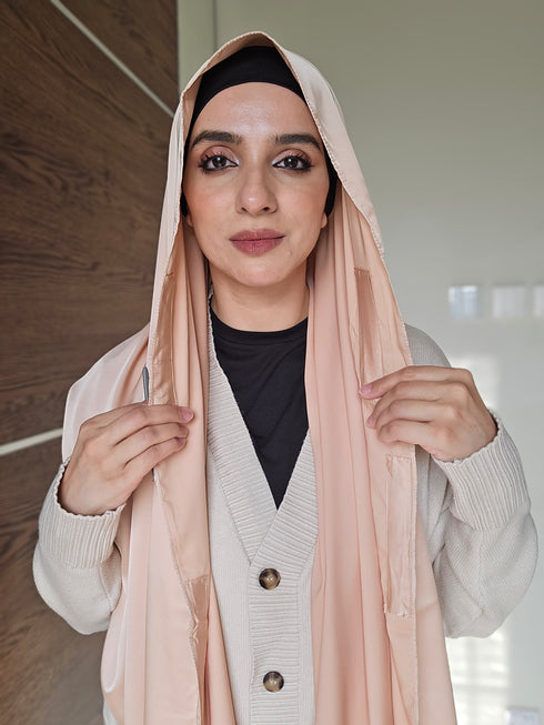 Peach Festive Silk Magnetic Hijab