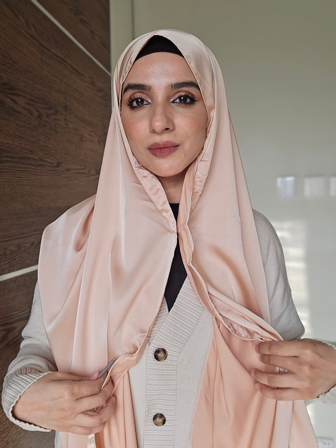 Peach Festive Silk Magnetic Hijab