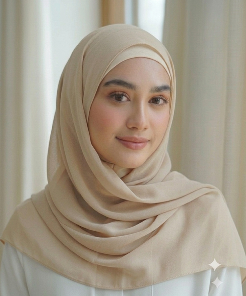 Biege Georgette Chiffon Hijab