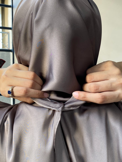 Dull Gray Silk Magnetic Hijab