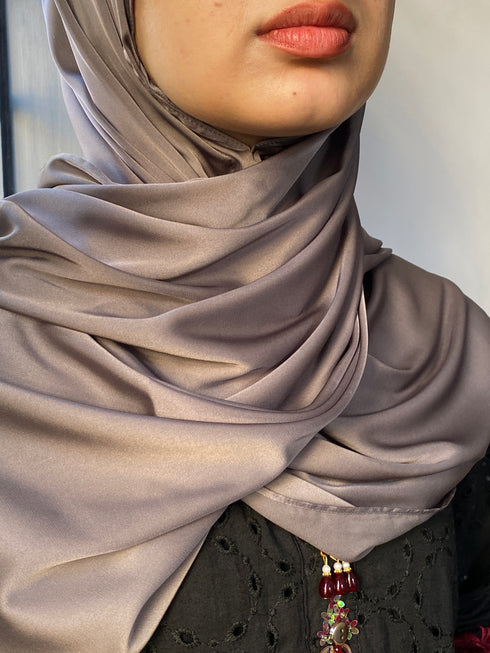 Dull Gray Silk Magnetic Hijab