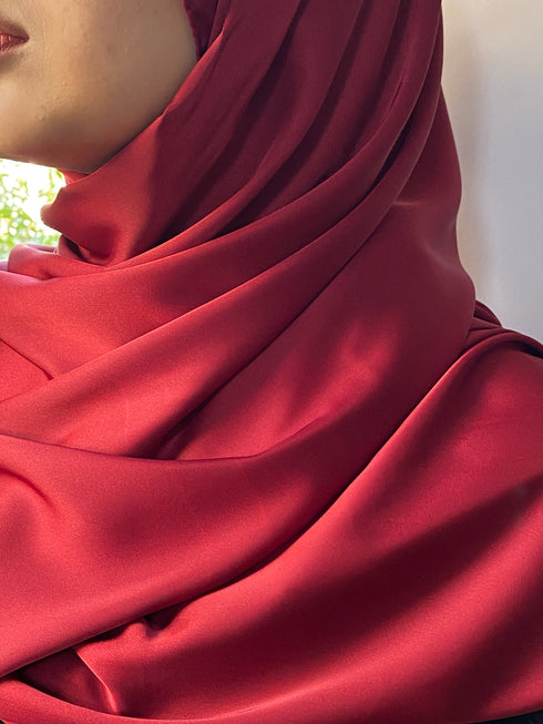Ruby Red Silk Magnetic Hijab