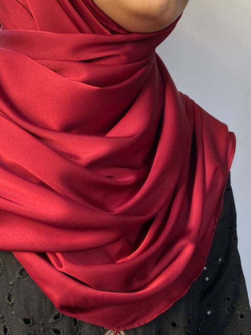 Ruby Red Silk Magnetic Hijab