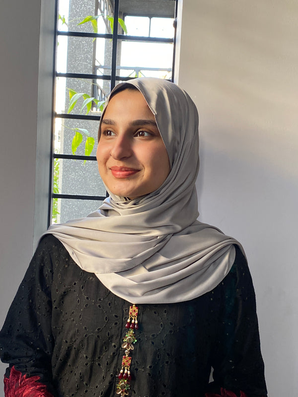 Silver Silk Magnetic Hijab