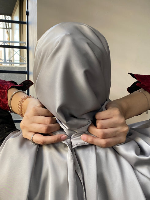 Silver Silk Magnetic Hijab