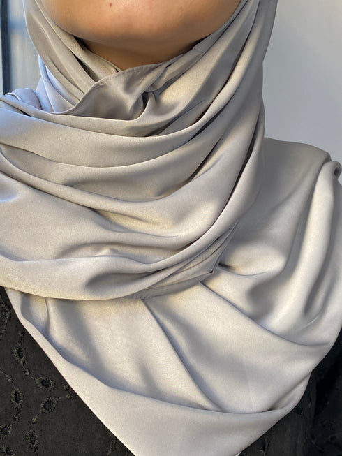 Silver Silk Magnetic Hijab