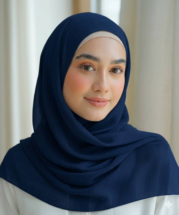 Navy Blue Plain Hijab