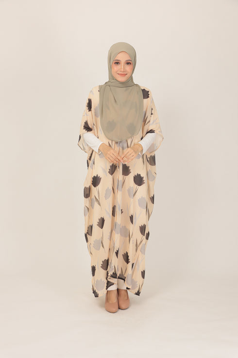 Sand Dune Flora Kaftan – Premium Chiffon Georgette