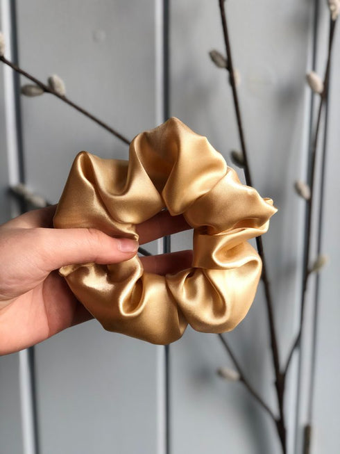 Antique Gold Silk Scrunchie
