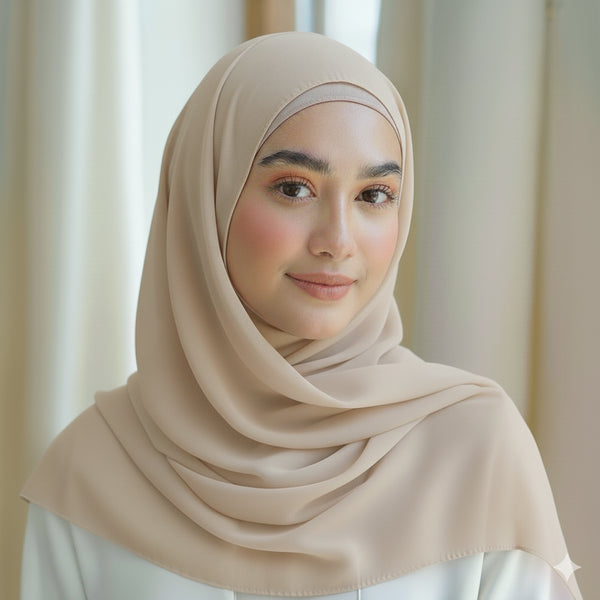 beige plain georgette chiffon hijab