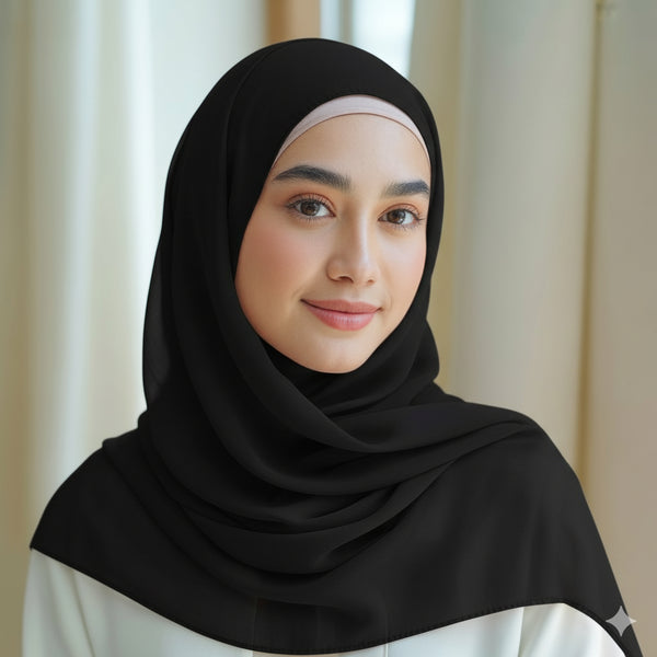 black plain georgette chiffon hijab