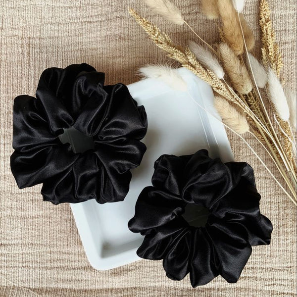 black silk scrunchie