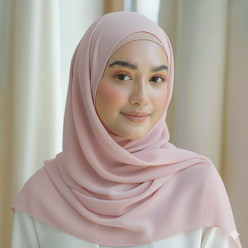 blush pink plain georgette chiffon hijab