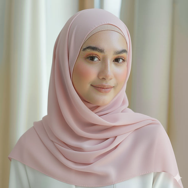 blush pink plain georgette chiffon hijab