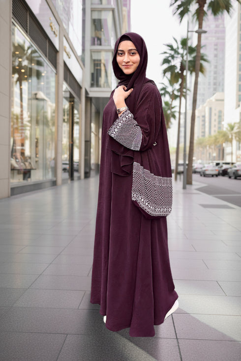burgundy classic cey abaya
