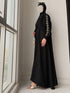Haya Abaya - Premium black full length abaya with gold sleeve embroidery and front pleats