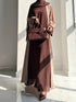 Cocoa Abaya – Chocolate Brown & Beige Embroidered 2-Piece Abaya