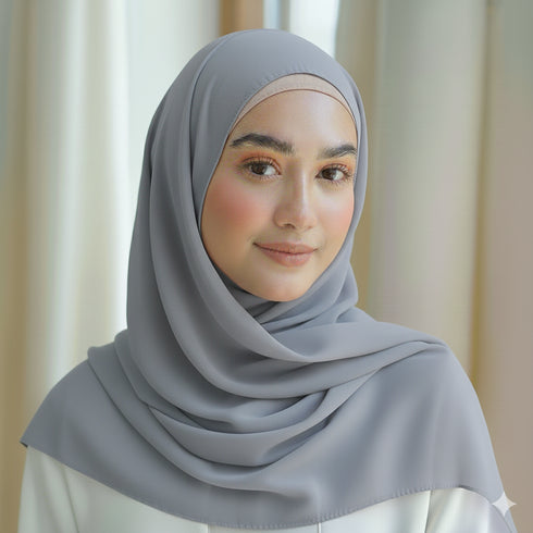 light gray plain georgette chiffon hijab