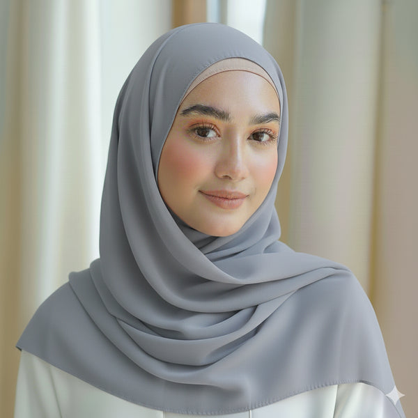 light gray plain georgette chiffon hijab