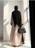 Noir Abaya –Black & Beige Embroidered 2-Piece Abaya