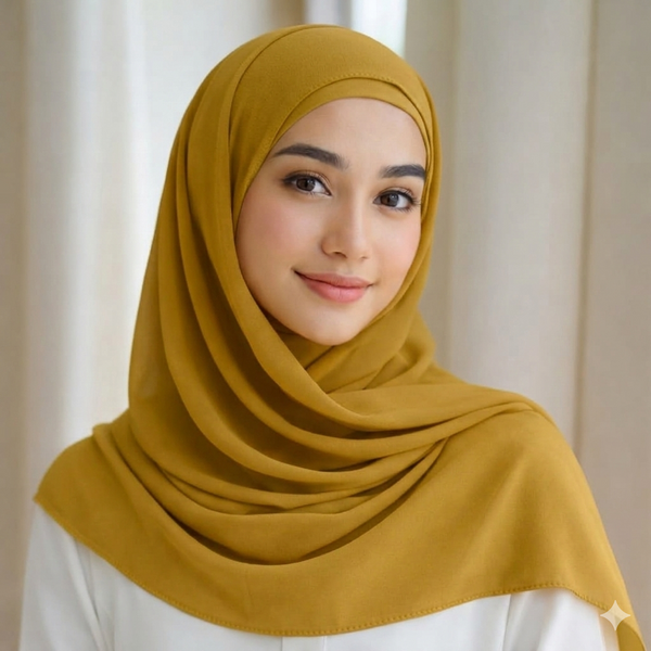 mustard yellow chiffon hijab