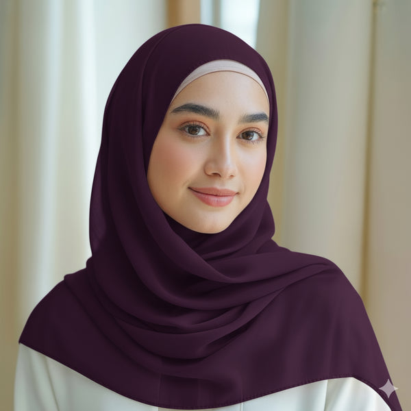 purple plain georgette chiffon hijab