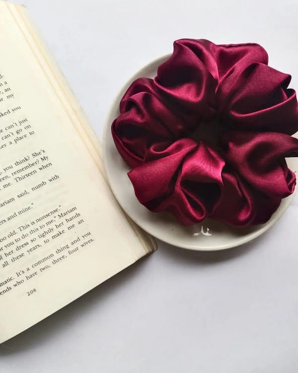 ruby red silk scrunchie