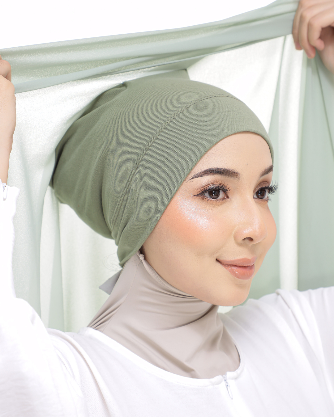 sage green magnetic hijab