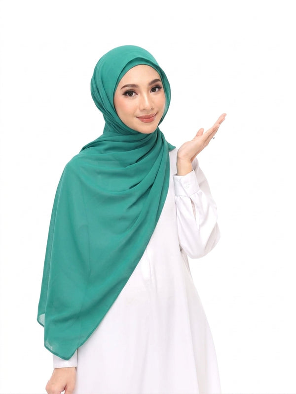 sea green instant magnetic hijab daalain geogette chiffon