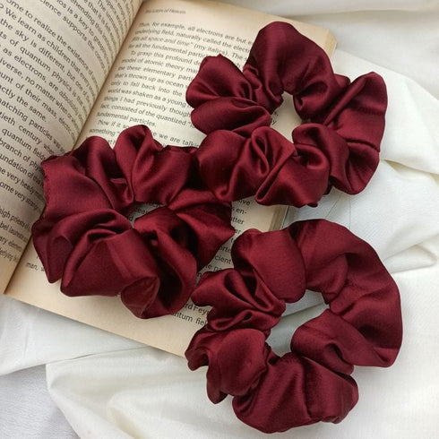 ruby red silk scrunchie