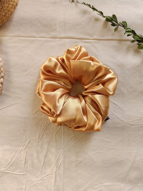 antique gold silk scrunchie