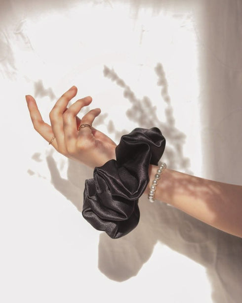 black silk scrunchie