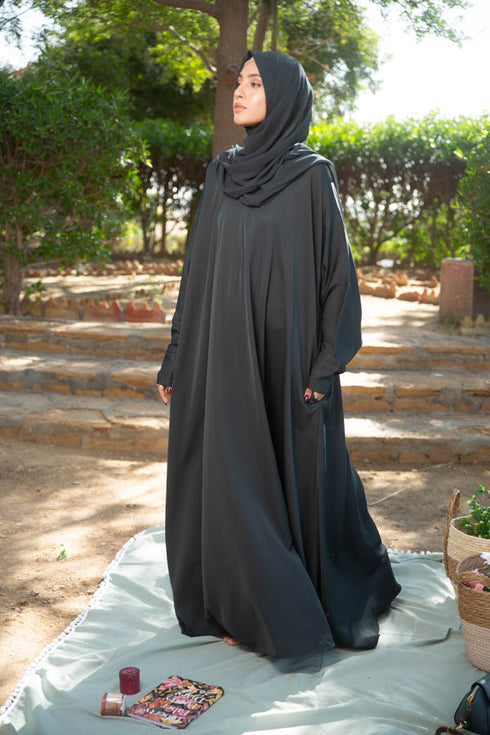 Slate Green kaftan abaya-DaalAin