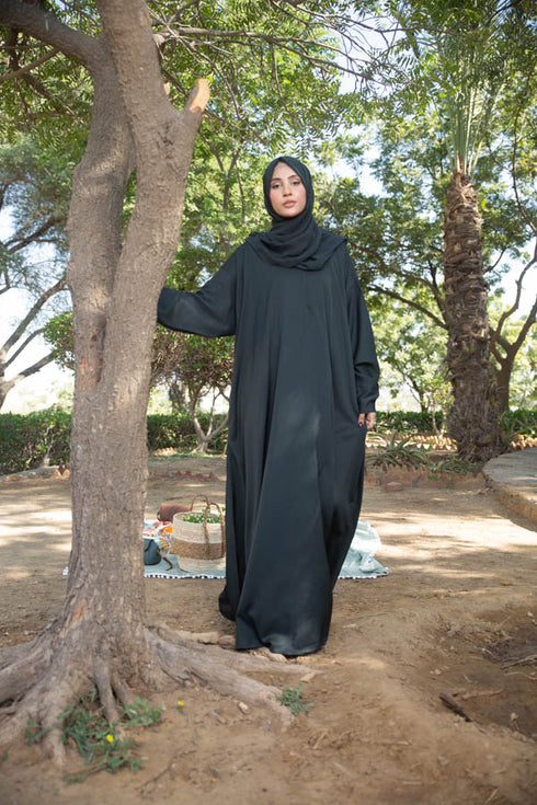 Slate Green kaftan abaya-DaalAin