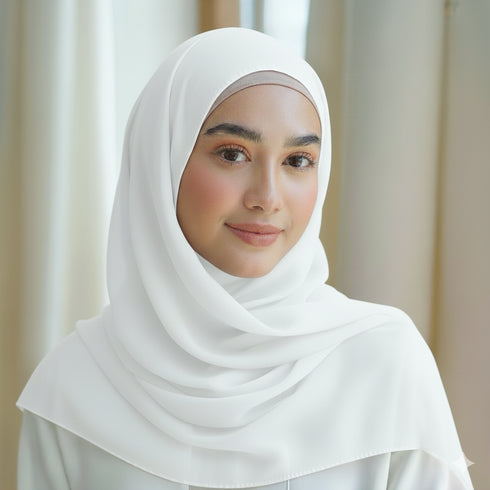 white plain georgette chiffon hijab