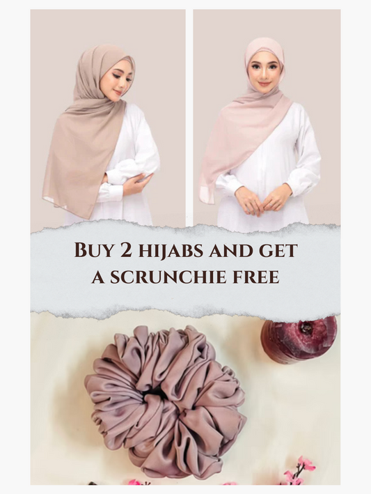Buy 2 Hijabs Get A Scrunchie Free