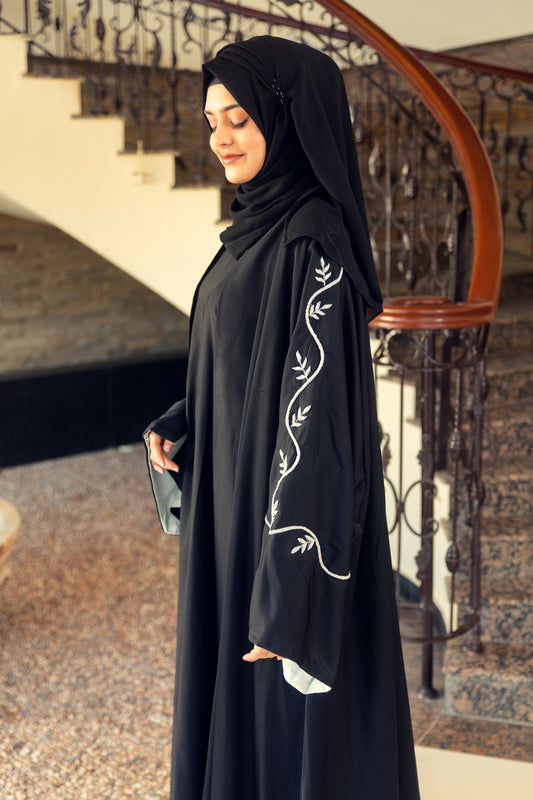 crimson black nida abaya