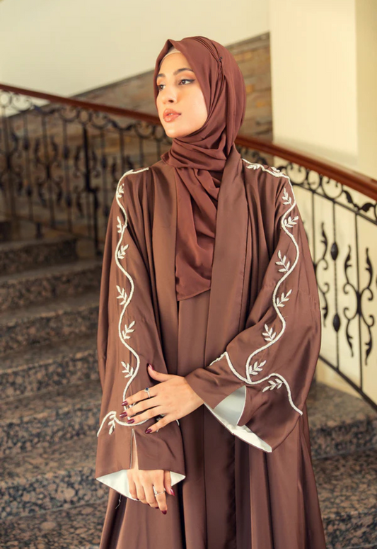 crimson brown nida abaya